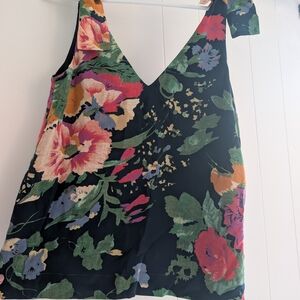 Sezane Silk Navy Floral Top